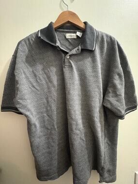 Vintage Cezar Grey Geometric Knit Polo Shirt